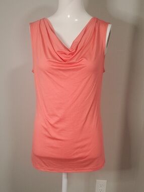 BCBGMaxAzria Sleeveless Cowl Neck Top in Coral Pink